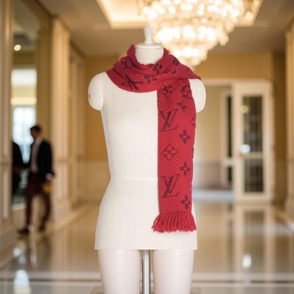 Authentic Louis Vuitton Red LOGOMANIA Scarf - Picture 2 of 13